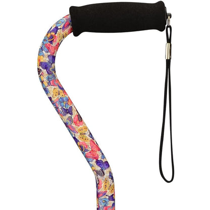 Cane with Offset Handle and Carrying Strap