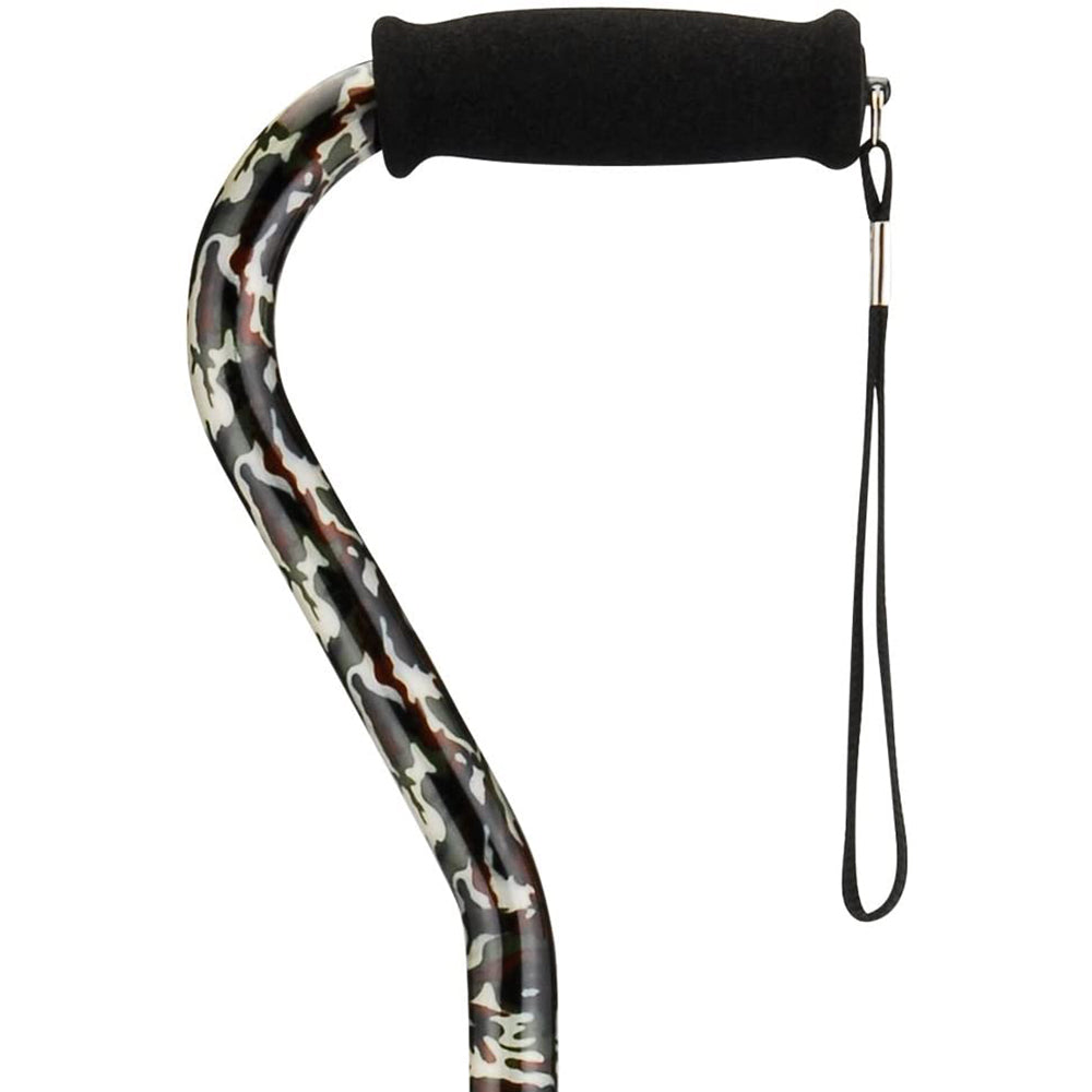 Cane with Offset Handle and Carrying Strap