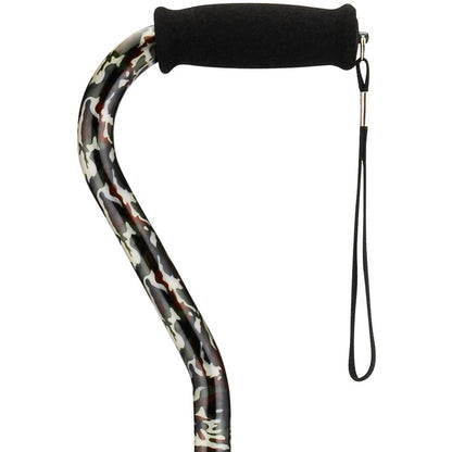 Cane with Offset Handle and Carrying Strap