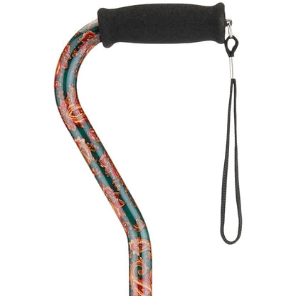 Cane with Offset Handle and Carrying Strap
