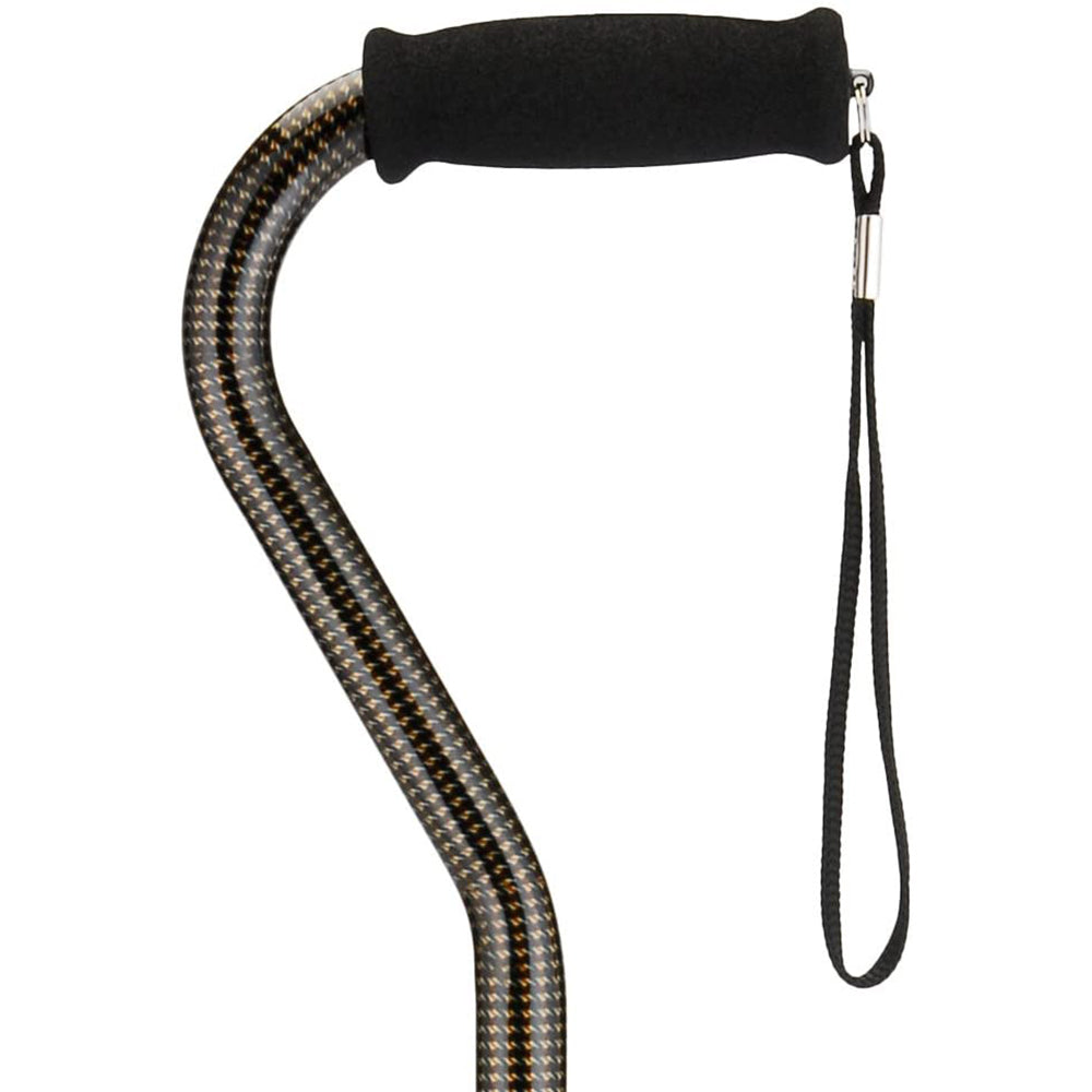 Cane with Offset Handle and Carrying Strap
