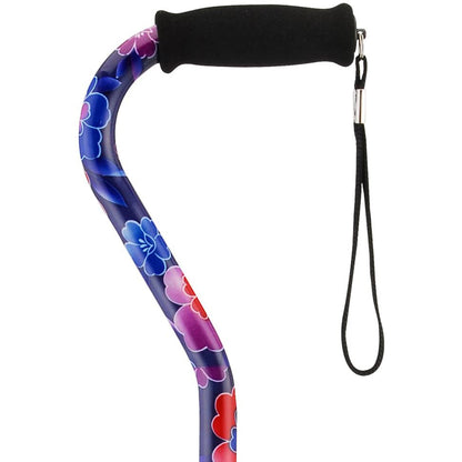 Cane with Offset Handle and Carrying Strap