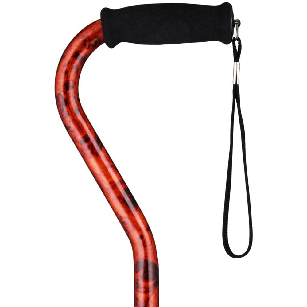 Cane with Offset Handle and Carrying Strap