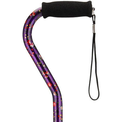 Cane with Offset Handle and Carrying Strap
