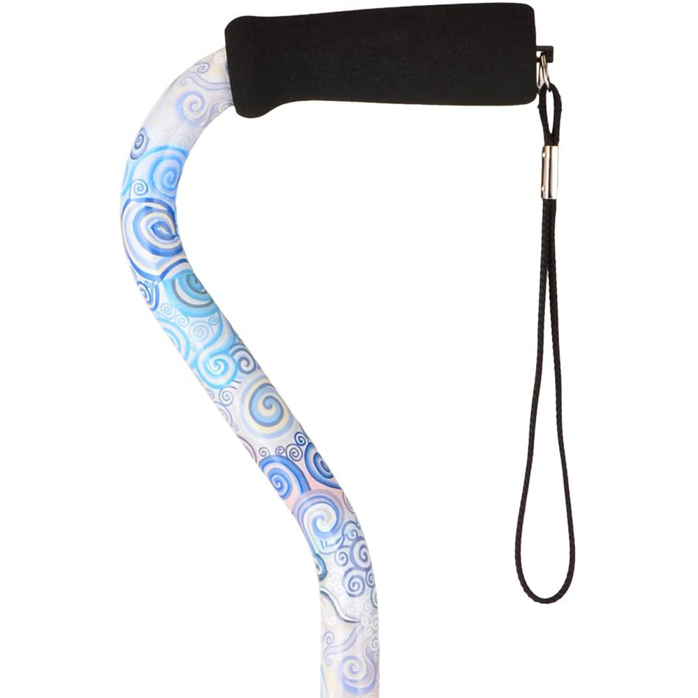 Cane with Offset Handle and Carrying Strap