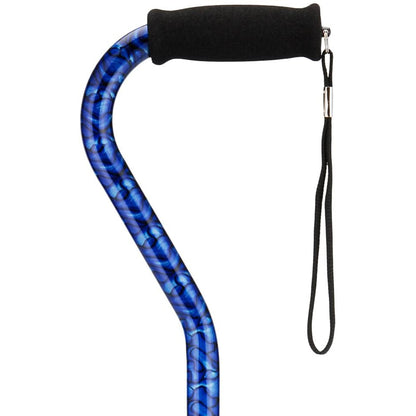 Cane with Offset Handle and Carrying Strap