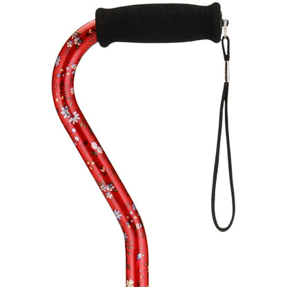Cane with Offset Handle and Carrying Strap