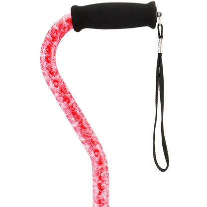 Cane with Offset Handle and Carrying Strap