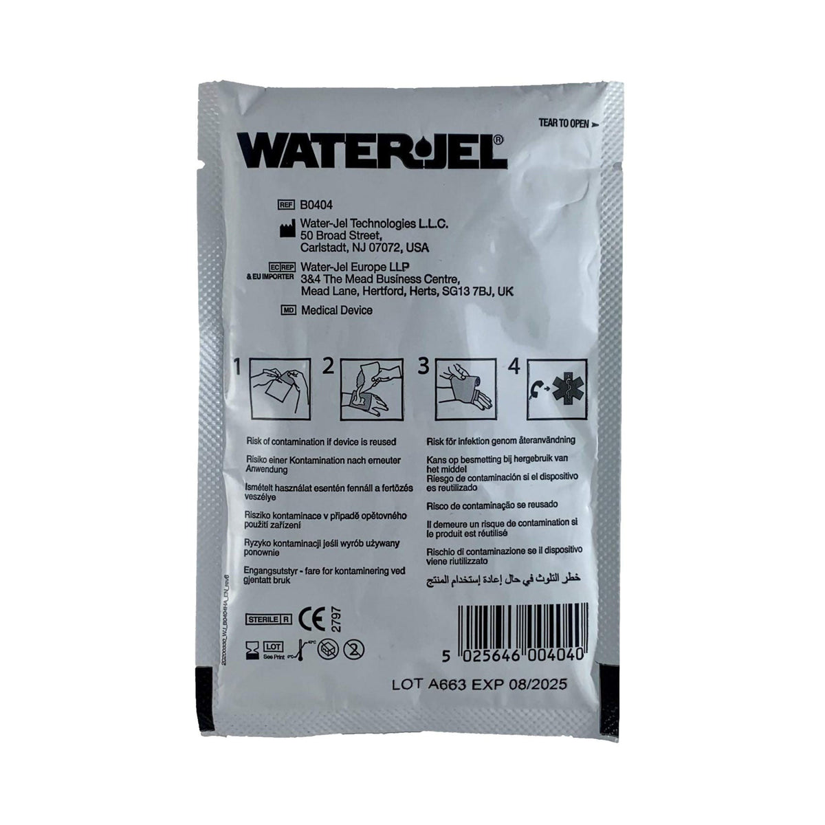Water-Jel First Responder Hydrogel Burn Dressing 4 x 4 Inch Sterile