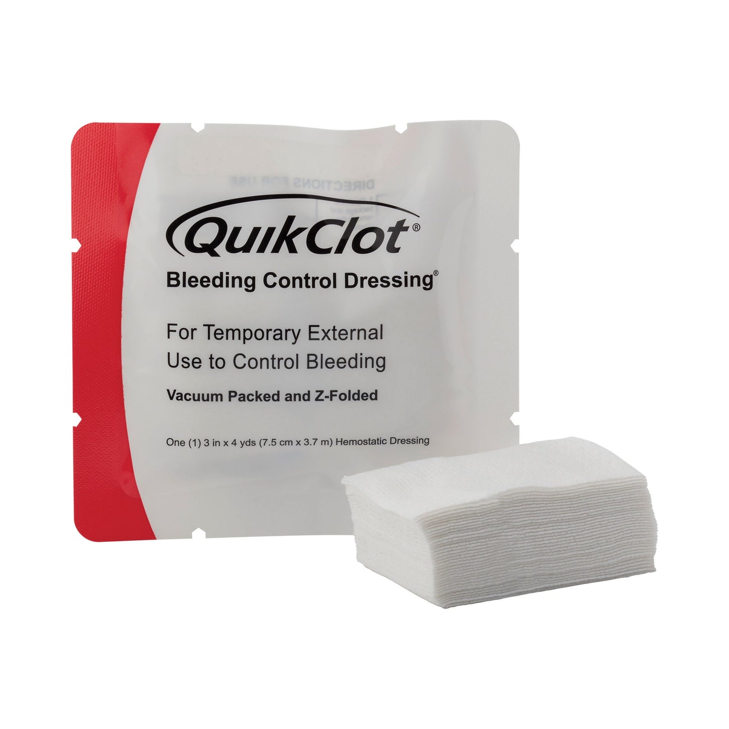 QuikClot Hemostatic Dressing 3 Inch x 12 Foot Sterile Kaolin Gauze