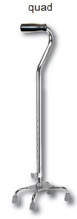 Small Base Quad Cane Fabrication Enterprises Aluminum 30 to 39 Inch Height Silver