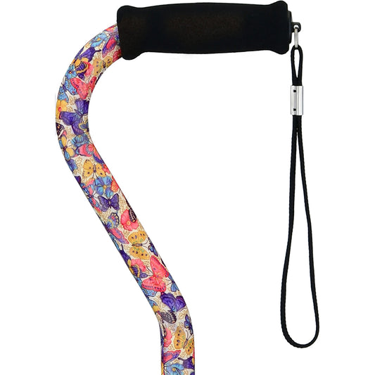 Heavy Duty Walking Cane With Offset Handle And Strap