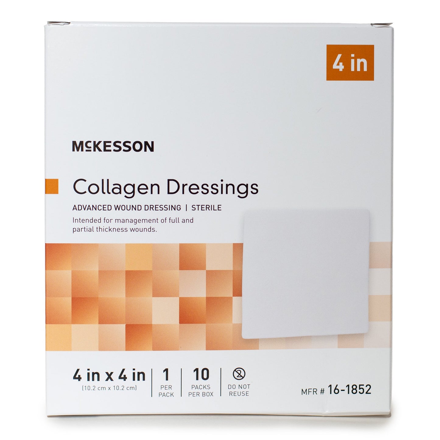 McKesson Collagen Dressing 4 x 4 Inch Sterile Wound Dressing Sheets