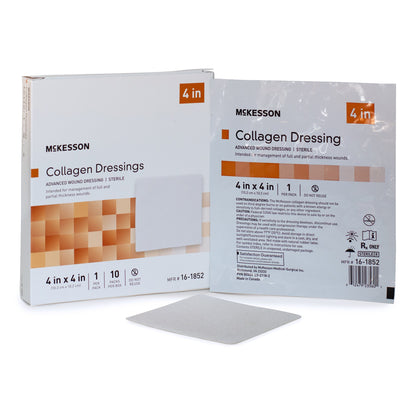 McKesson Collagen Dressing 4 x 4 Inch Sterile Wound Dressing Sheets