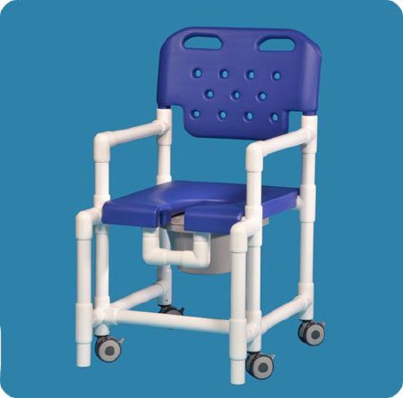 Commode / Shower Chair Elite Fixed Arms PVC Frame With Backrest