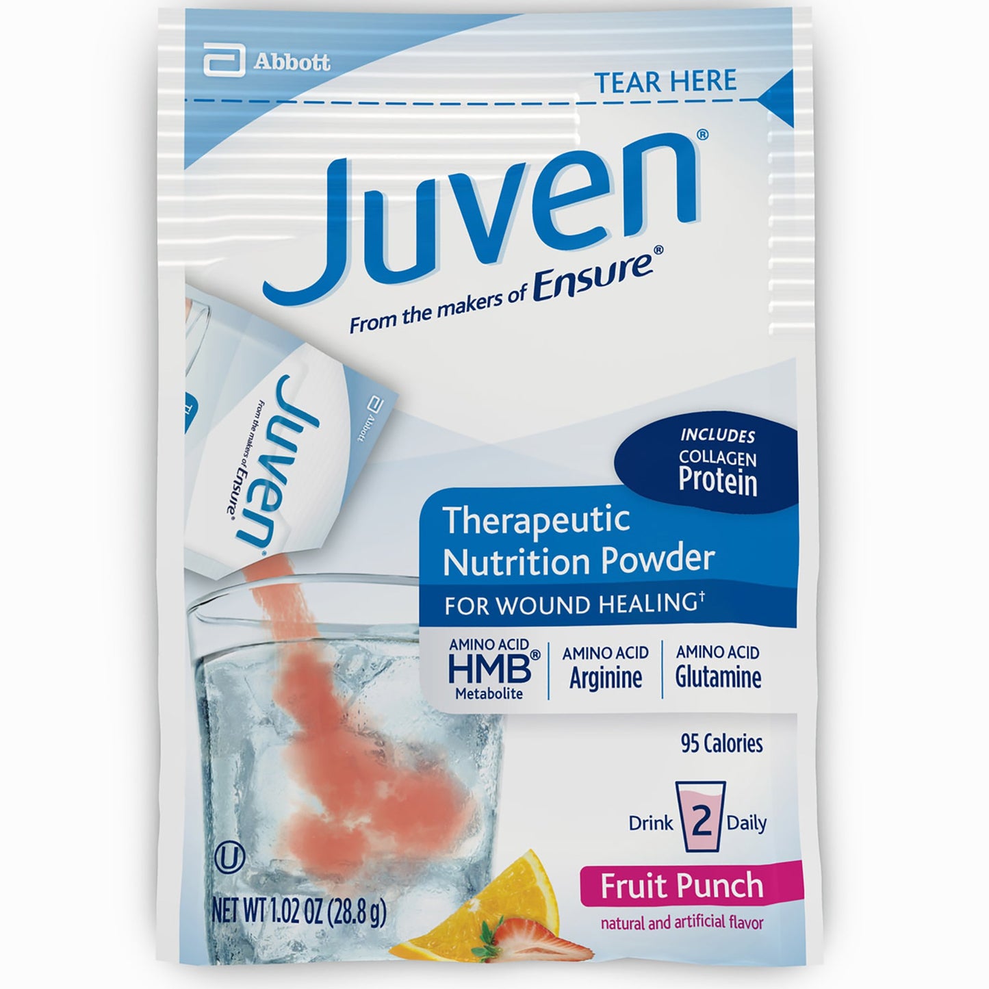 Juven Fruit Punch Oral Supplement Powder 1.02 oz Individual Packet for Wound Support