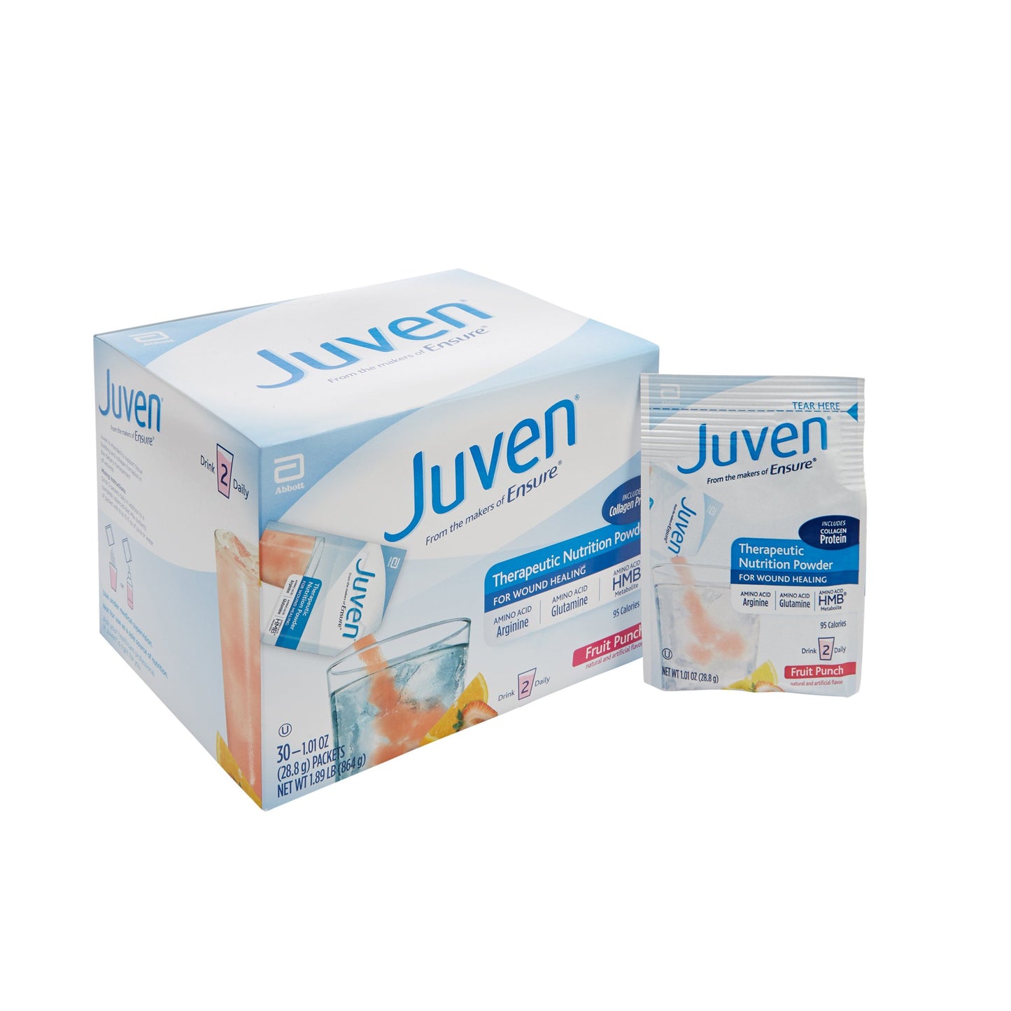 Juven Fruit Punch Oral Supplement Powder 1.02 oz Individual Packet for Wound Support