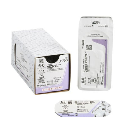 Absorbable Suture with Needle Coated Vicryl Polyglactin 910 S-14 1/4 Circle Spatula Needle Size