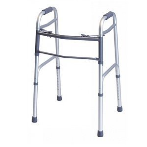 Dual Release Folding Walker Adjustable Height Lumex Everyday Aluminum Frame 300 lbs. Weight Capacity 32 to 38 Inch Height