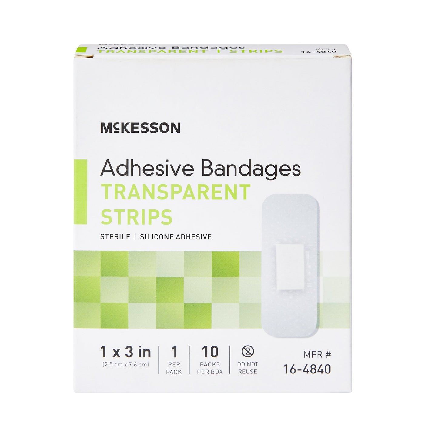 McKesson Waterproof Silicone Adhesive Strip 1 x 3 Inch Sterile Sheer Bandage