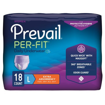 Prevail Per-Fit Women’s Absorbent Underwear – Moderate Absorbency, Pull-On with Tear Away Seams