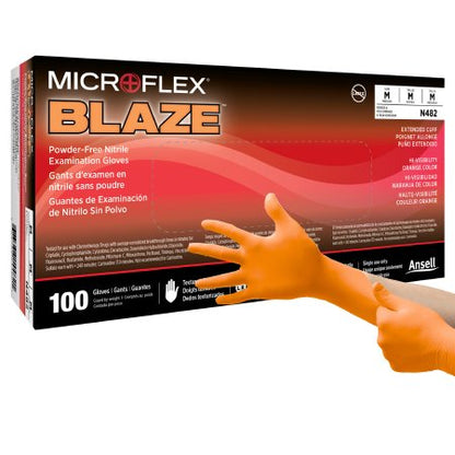 Exam Glove MICROFLEX Blaze NonSterile Nitrile Standard Cuff Length Textured Fingertips Orange Not Rated