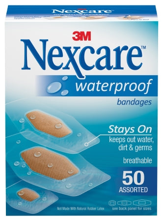 Waterproof Adhesive Strip Nexcare Wateproof Plastic / Film Rectangle Clear / Tan Sterile