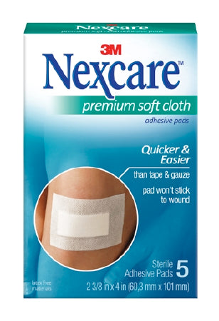 Adhesive Dressing NexcarePremium 2-3/8 X 4 Inch Soft Cloth Rectangle White Sterile