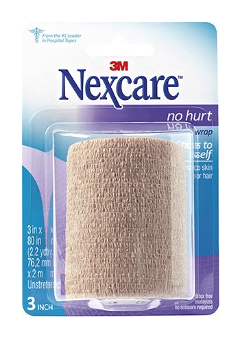 Nexcare No Hurt Cohesive Bandage 3 Inch x 2.2 Yard – Tan Self-Adherent Wrap