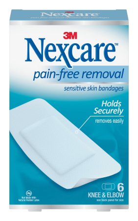 Adhesive Strip Nexcare Sensitive Skin 1-1/8 X 5 - 15/16 Inch / 2-1/4 X 10 - 7/8 Inch / 3 X 5-7/8 Inch Silicone Knee / Elbow White Sterile