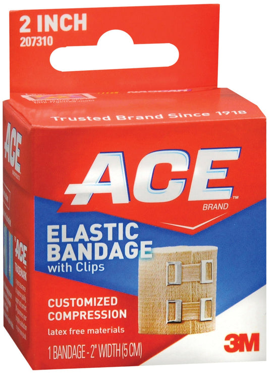 3M ACE Elastic Bandage 2 Inch Tan Standard Compression with Clip