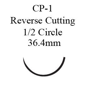 Absorbable Suture with Needle Coated Vicryl Polyglactin 910 CP-1 1/2 Circle Reverse Cutting Needle Size
