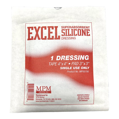 Excel SAP Super Absorbent Dressing 4 x 4 Inch – Silicone Border Rectangle Dressing