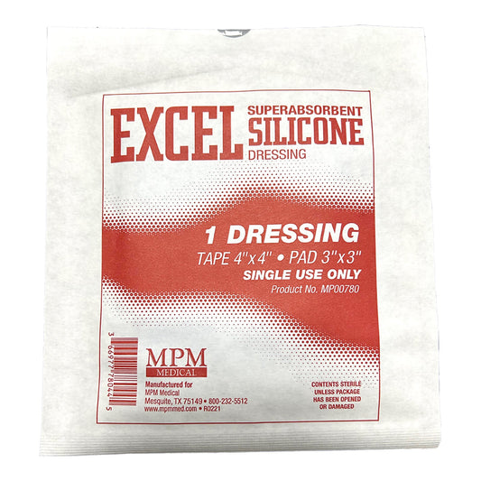 Excel SAP Super Absorbent Dressing 4 x 4 Inch – Silicone Border Rectangle Dressing