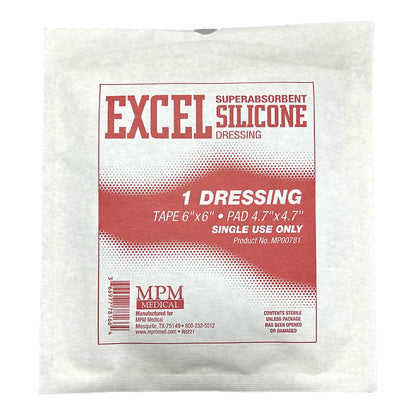 Excel SAP Super Absorbent Dressing 6 x 6 Inch – Silicone Border Rectangle Dressing