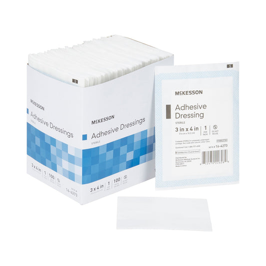 McKesson Non-Adherent Dressing with Adhesive 3 x 4 Inch Sterile