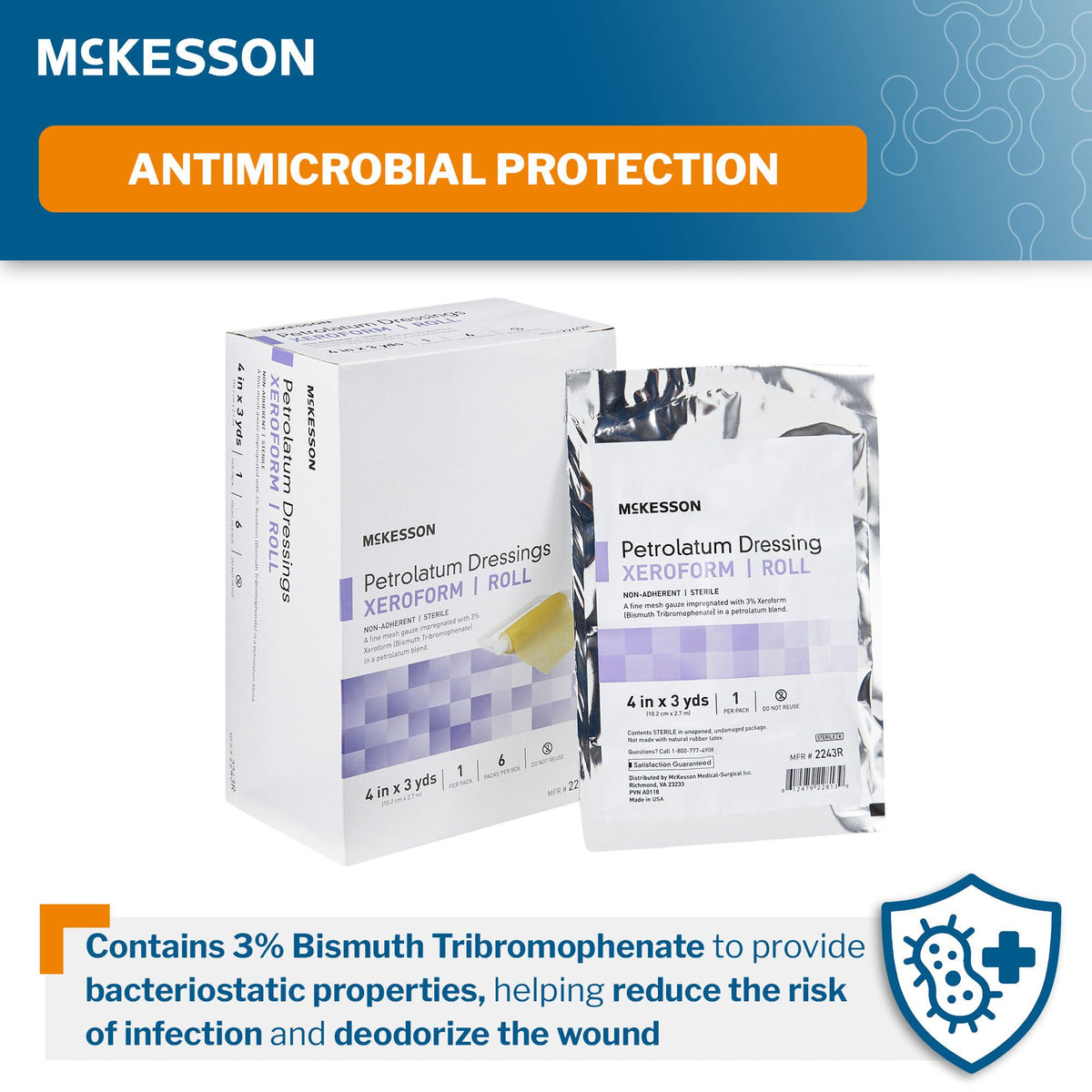 McKesson Xeroform Petrolatum Gauze Dressing Roll 4 Inch x 3 Yard Sterile