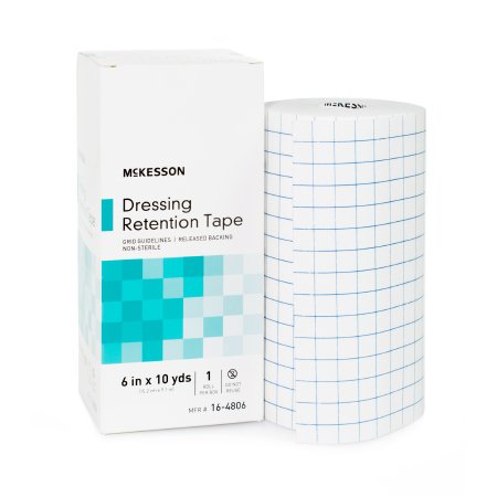 Water Resistant Dressing Retention Tape with Liner McKesson White Nonwoven / Printed Release Paper NonSterile