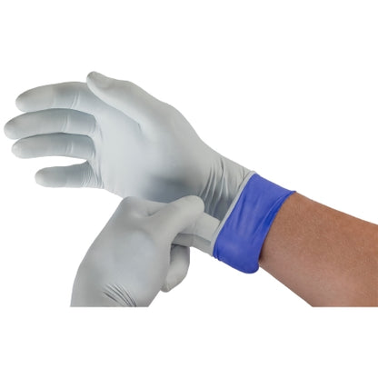 Exam Glove LifeStar EC NonSterile Nitrile Extended Cuff Length Textured Fingertips White / Blue Fentanyl Tested