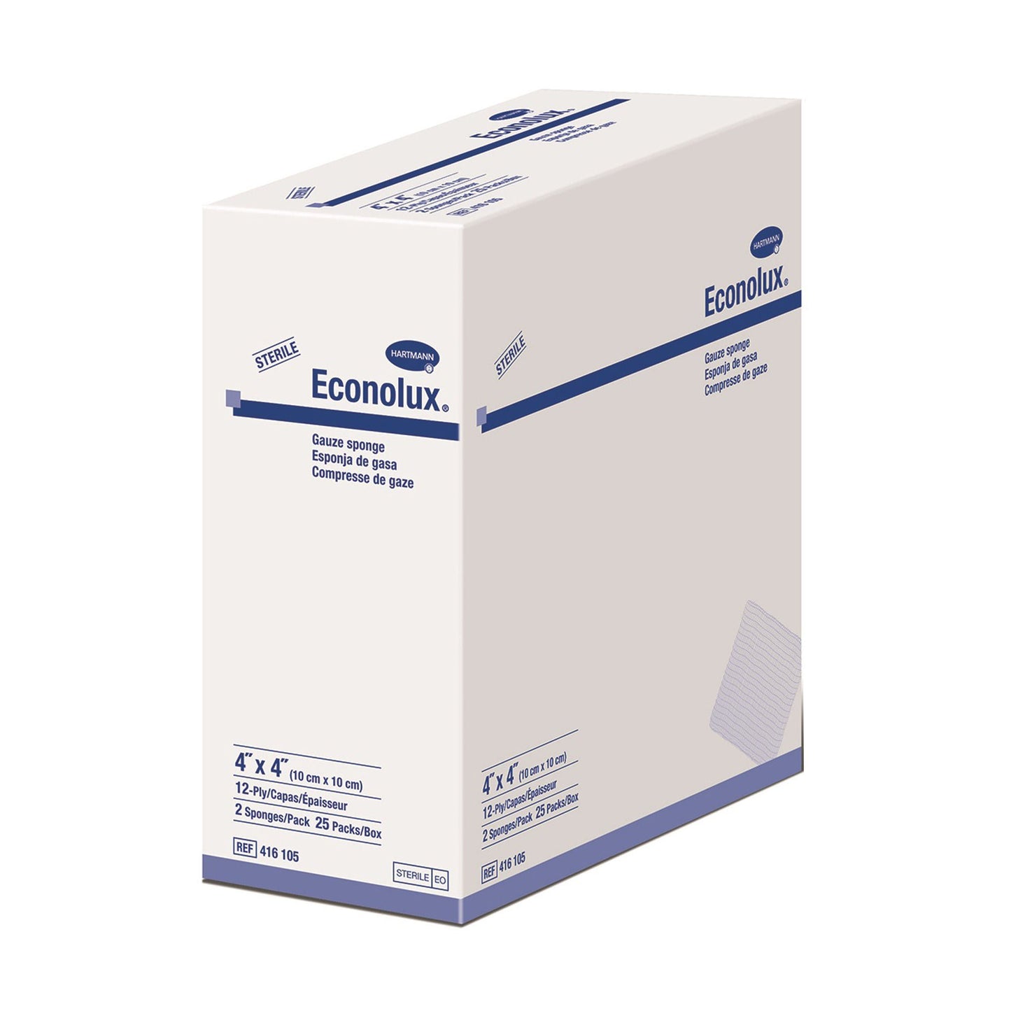 Econolux Gauze Sponge 4 x 4 Inch 12-Ply Sterile – 2 per Pack