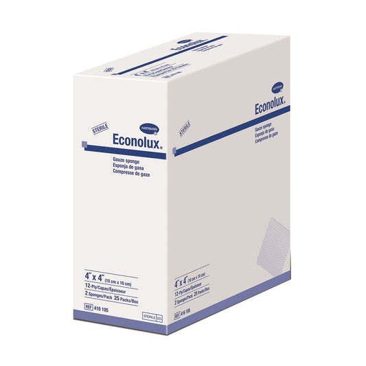 Econolux Gauze Sponge 4 x 4 Inch 12-Ply Sterile – 2 per Pack
