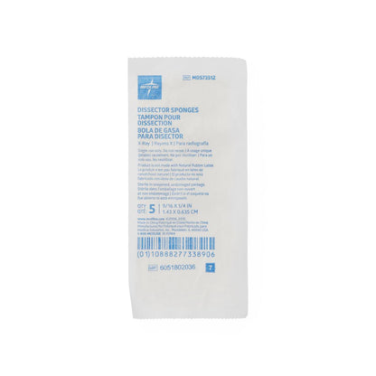 Surgical Dissector Sponge X-Ray Detectable Cotton 9/16 x 1/4 Inch – Sterile, 5 Count