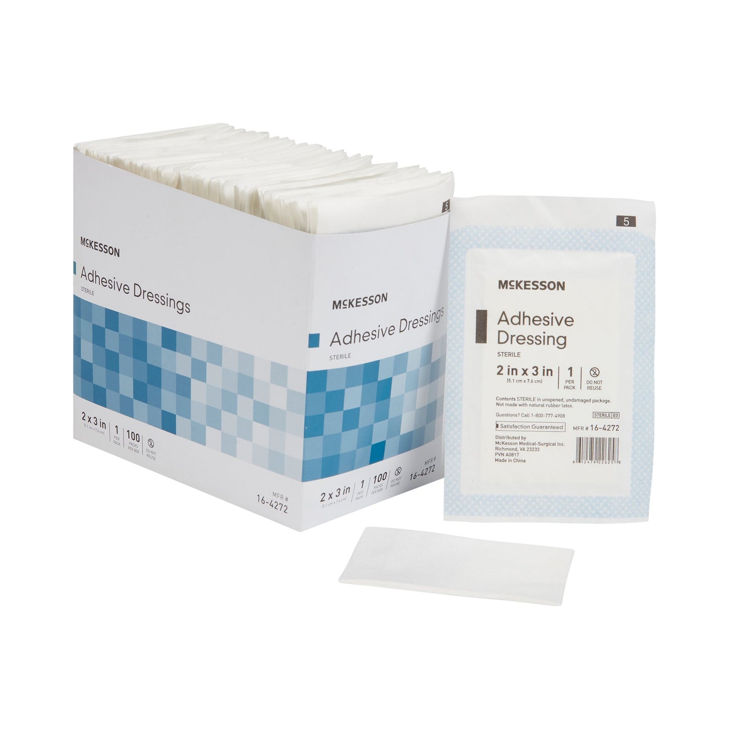 McKesson Non-Adherent Dressing with Adhesive 2 x 3 Inch Sterile