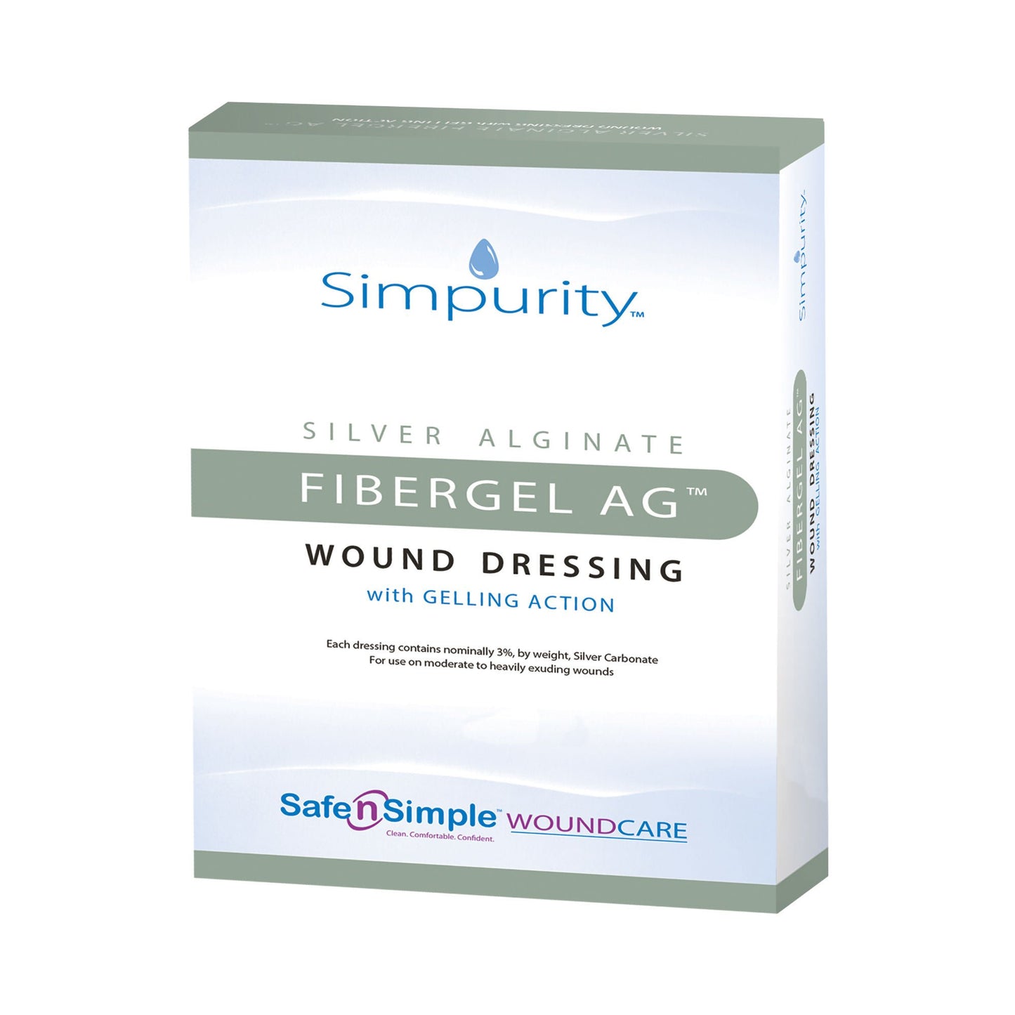 Simpurity Fibergel AG Silver Alginate Dressing 4 x 4-3/4 Inch Sterile