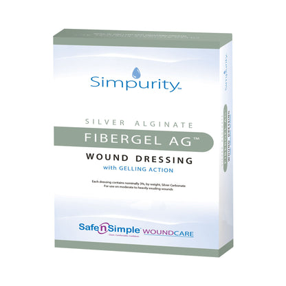 Simpurity Fibergel AG Silver Alginate Dressing 4 x 4-3/4 Inch Sterile