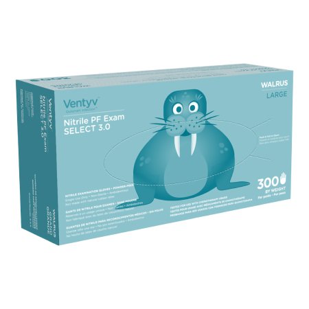 Exam Glove Ventyv Select 3.0 WALRUS NonSterile Nitrile Standard Cuff Length Textured Fingertips Cobalt Blue Chemo Tested