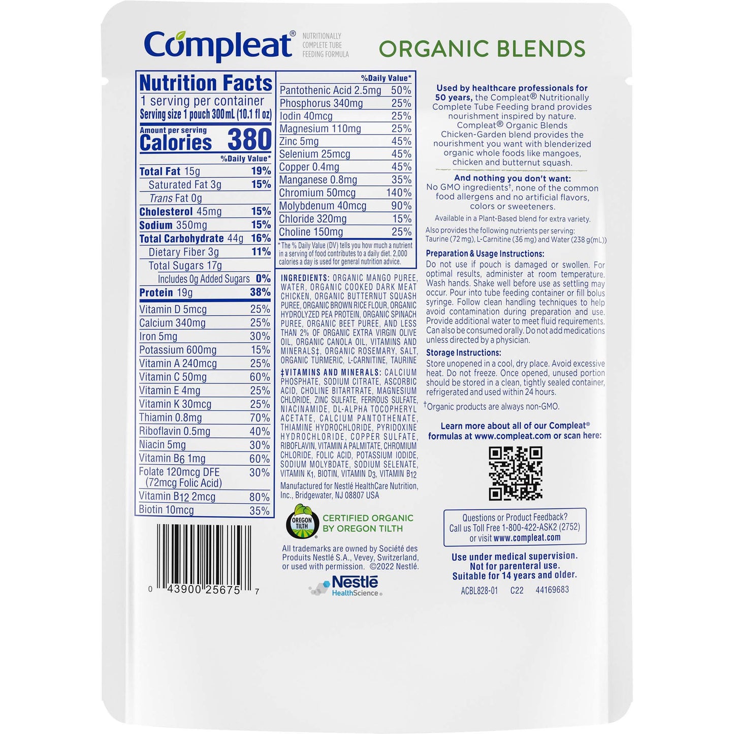 Compleat Organic Blends Oral Supplement Liquid Chicken-Garden Flavor 10.1 oz Pouch