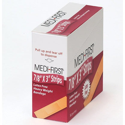 Adhesive Strip Medi-First Fabric Tan – 7/8 x 3 Inch, Sterile