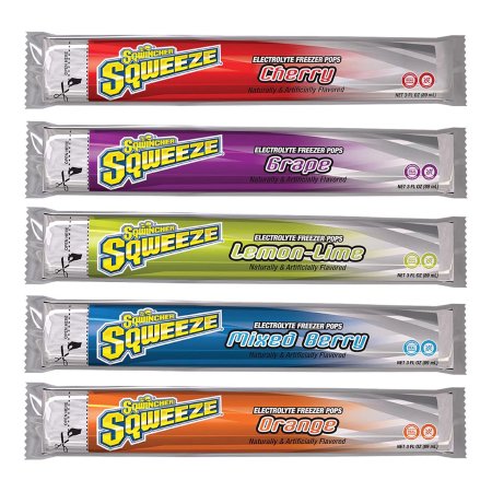 Oral Electrolyte Solution Sqwincher Squeeze Freezer Pop Cherry / Grape / Lemon-Lime / Mixed Berry / Orange Flavor 3 oz. Electrolyte