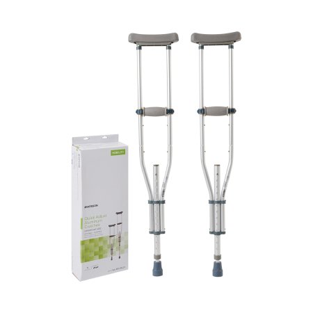 Underarm Crutches McKesson Youth / Adult / Tall Adult 4 Foot 6 Inch to 6 Foot 6 Inch User Height Aluminum Frame 300 lbs. Weight Capacity